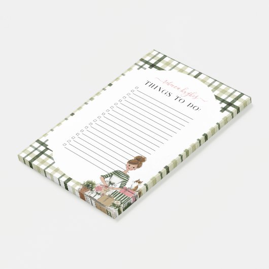 Christmas Lady with Cat Personalized To-Do Post-it Klebezettel (angewinkelt)