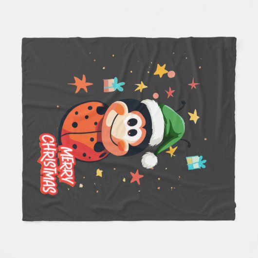 Christmas Ladybug Cheer Fleecedecke (Vorderseite (Horizontal))