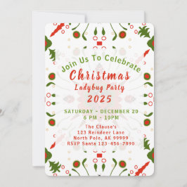 Christmas Ladybug Party Red White Green Einladung