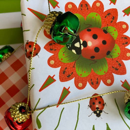 Christmas Ladybug Red Green White 3 Geschenkpapier Set