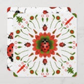 Christmas Ladybug Red White Green Hand-drawn Blank Einladung (Vorne/Hinten)