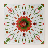 Christmas Ladybug Red White Green Hand-drawn Puzzle (Horizontal)