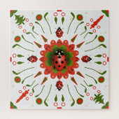 Christmas Ladybug Red White Green Hand-drawn Puzzle (Vertikal)