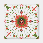 Christmas Ladybug Red White Green Magnet (Vorne)