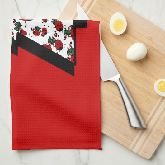 CHRISTMAS LADYBUGS GESCHIRRTUCH (Viertel Falte)