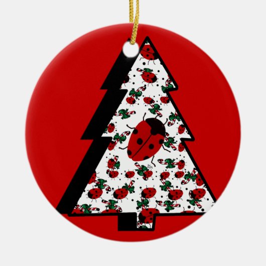 CHRISTMAS LADYBUGS KERAMIK ORNAMENT (Vorne)