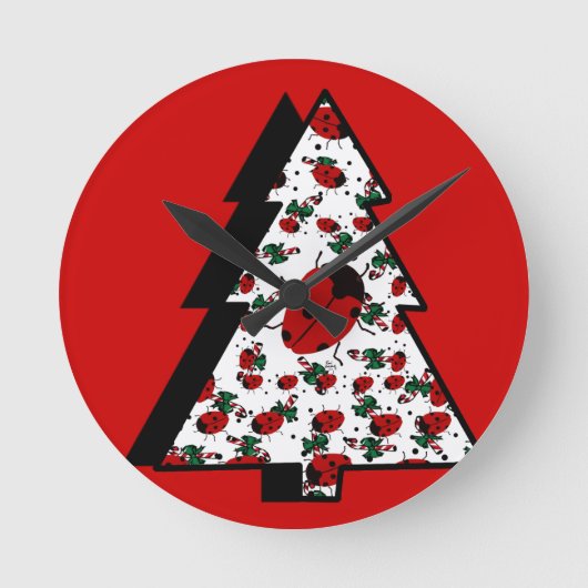 CHRISTMAS LADYBUGS RUNDE WANDUHR (Vorderseite)