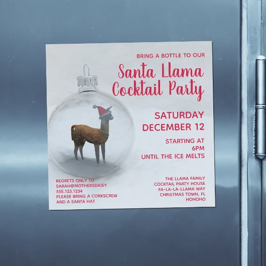 Christmas Lama Cocktail Party Magnetische Einladun Magneteinladung