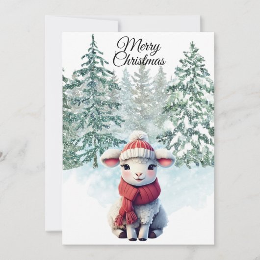 Christmas Lamb Flat Holiday Card Feiertagskarte (Vorderseite)