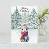Christmas Lamb Flat Holiday Card Feiertagskarte (Stehend Vorderseite)