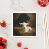 Christmas Lamb In a Manger With Lion Shadow Serviette (Beispiel)
