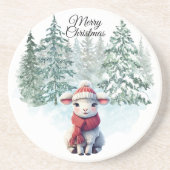 Christmas Lamb Sandstone Coaster Getränkeuntersetzer (Vorne)