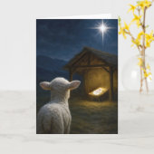Christmas Lamb Watching Baby Jesus Karte (Gelbe Blume)