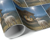 Christmas Lamb Watching the Nativity Scene Geschenkpapier (Rolleneckpunkt)