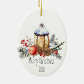 Christmas Lantern Holly Pine Apple Custom Dating Keramik Ornament (Hinten)