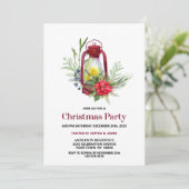 Christmas Lantern Red Poinsettia Weihnachtsfest Pa Einladung (Stehend Vorderseite)