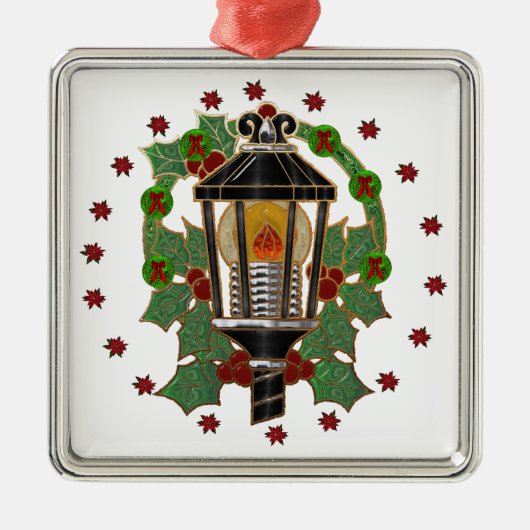 Christmas Lantern Stain Glass Art Deco Silbernes Ornament (Vorne)
