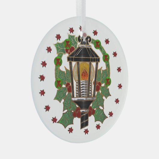 Christmas Lantern Stain Glass Ornament Aus Glas (Vorderseite Rechts)