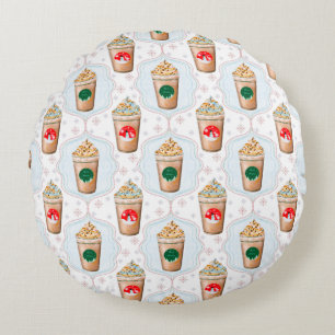 Christmas Latte Ogee-Schneemuster Rundes Kissen