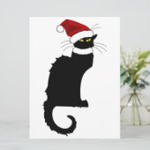 Christmas Le Chat Noir mit Weihnachtsmannmütze Einladung (Stehend Vorderseite)