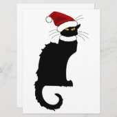 Christmas Le Chat Noir mit Weihnachtsmannmütze Einladung (Vorne/Hinten)