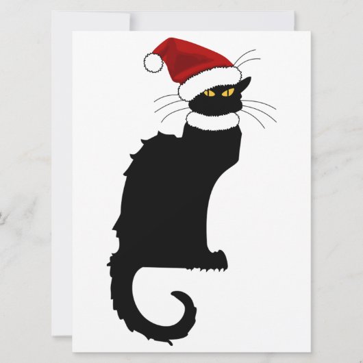 Christmas Le Chat Noir mit Weihnachtsmannmütze Einladung (Vorderseite)