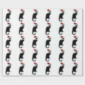 Christmas Le Chat Noir mit Weihnachtsmannmütze Geschenkpapier (Flach)
