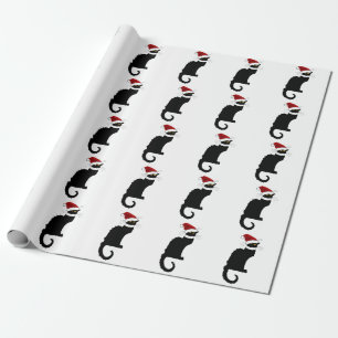 Christmas Le Chat Noir mit Weihnachtsmannmütze Geschenkpapier