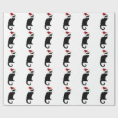 Christmas Le Chat Noir mit Weihnachtsmannmütze Geschenkpapier (Flach)