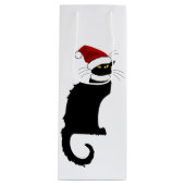 Christmas Le Chat Noir mit Weihnachtsmannmütze Geschenktüte Für Weinflaschen (Vorderseite)