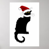 Christmas Le Chat Noir mit Weihnachtsmannmütze Poster (Vorne)