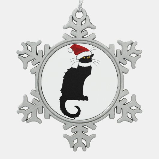 Christmas Le Chat Noir Schneeflocken Zinn-Ornament (Vorderseite)