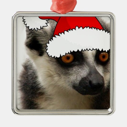 Christmas Lemur Ornament Aus Metall (Vorne)