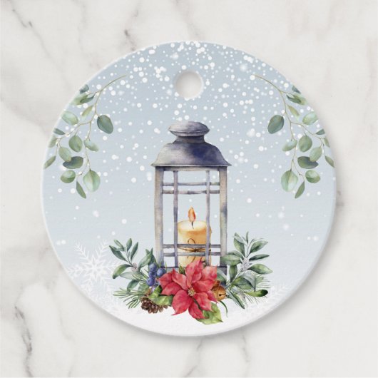 Christmas Lenten Eucalyptus Blätter Poinsettia Geschenkanhänger (Vorderseite)