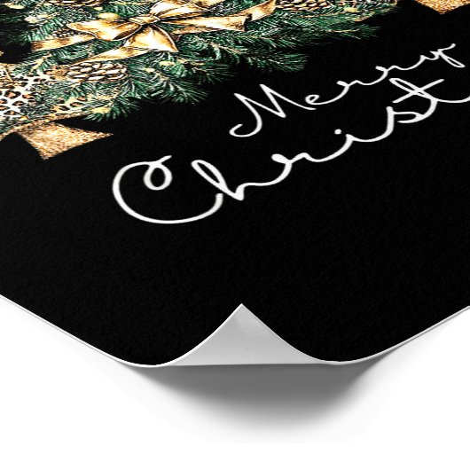 Christmas Leopard Coquette Bow Xmas Trees Pajamas Poster (Ecke)