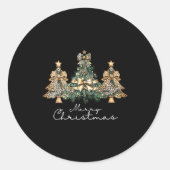 Christmas Leopard Coquette Bow Xmas Trees Pajamas Runder Aufkleber (Vorderseite)