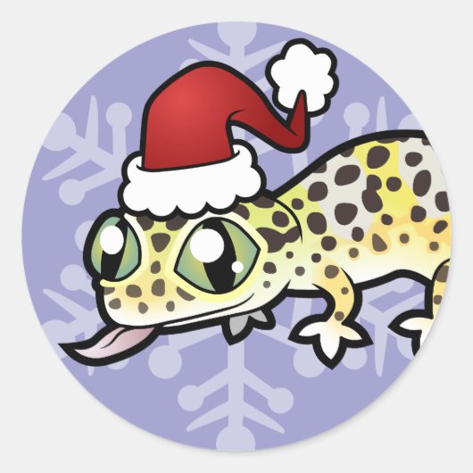 Christmas Leopard Gecko Runder Aufkleber (Vorderseite)