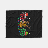 Christmas Leopard Plaid Puzzle Autism Xmas Men Wom Fleecedecke (Vorderseite (Horizontal))