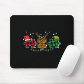 Christmas Leopard Plaid Puzzle Autism Xmas Men Wom Mousepad (Mit Mouse)