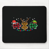 Christmas Leopard Plaid Puzzle Autism Xmas Men Wom Mousepad (Vorne)