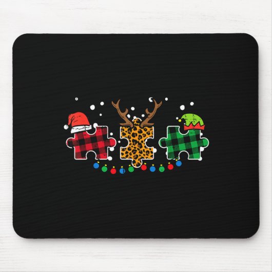 Christmas Leopard Plaid Puzzle Autism Xmas Men Wom Mousepad (Vorne)