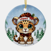 Christmas Leopard Spots Kitty Cat Lovers 🐆🐈🐾 Keramik Ornament (Vorne)
