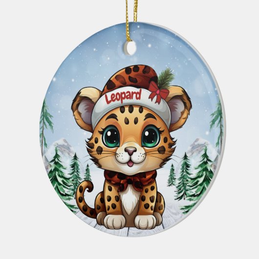 Christmas Leopard Spots Kitty Cat Lovers 🐆🐈🐾 Keramik Ornament (Links)