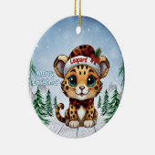 Christmas Leopard Spots Kitty Cat Lovers 🐆🐈🐾 Keramik Ornament (Rechts)