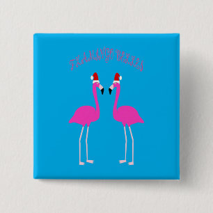 Christmas Lesbian Flamingos Flamingo Belles Button
