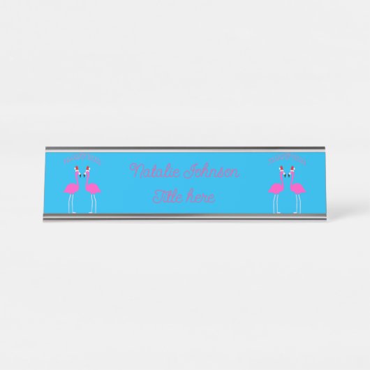 Christmas Lesbian Flamingos Flamingo Belles Custom Schreibtischnamensplakette (Vorderseite )