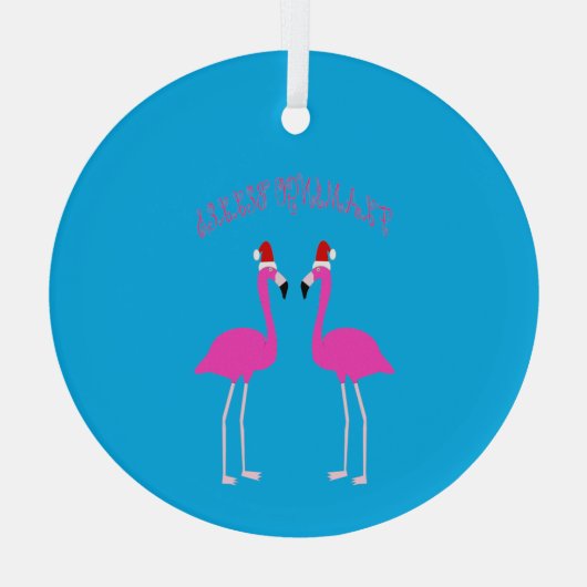 Christmas Lesbian Flamingos Flamingo Belles Ornament Aus Glas (Rückseite)