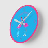 Christmas Lesbian Flamingos Flamingo Belles Runde Wanduhr (Winkel)