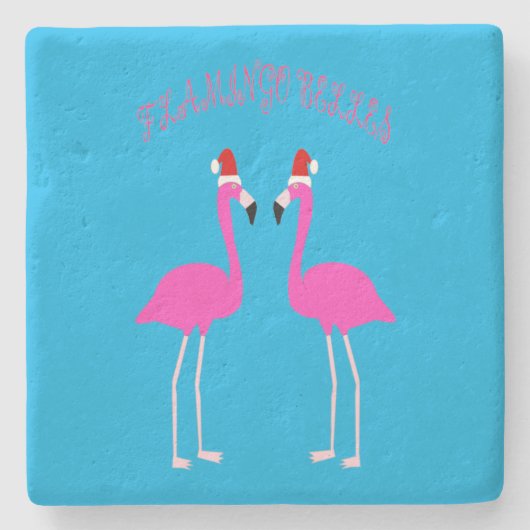 Christmas Lesbian Flamingos Flamingo Belles Steinuntersetzer (Vorderseite)