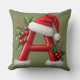Christmas Letter A Decorated With Santa Hat Kissen